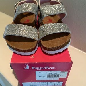 Brand New Silver glitter Birkenstock sandals